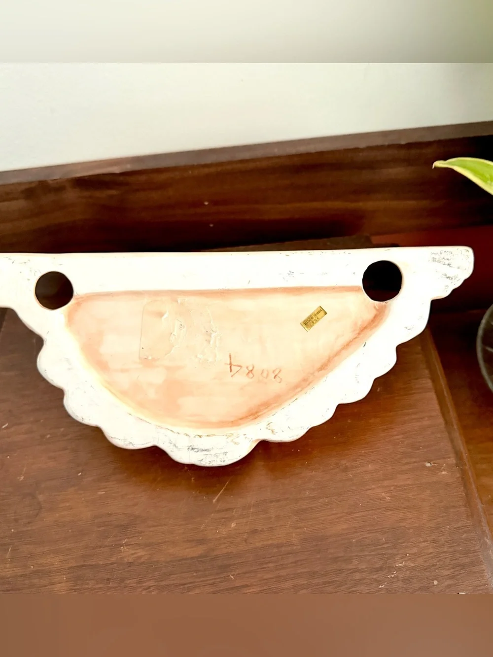 Vintage Cherub Angel Wall Shelf Sconce Ceramic Peach Pink Cottagecore 10.5x5”